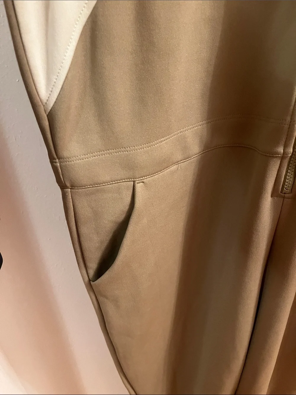 Nike Colorblock Zip-Front Jumpsuit in Olive, Black & Cream